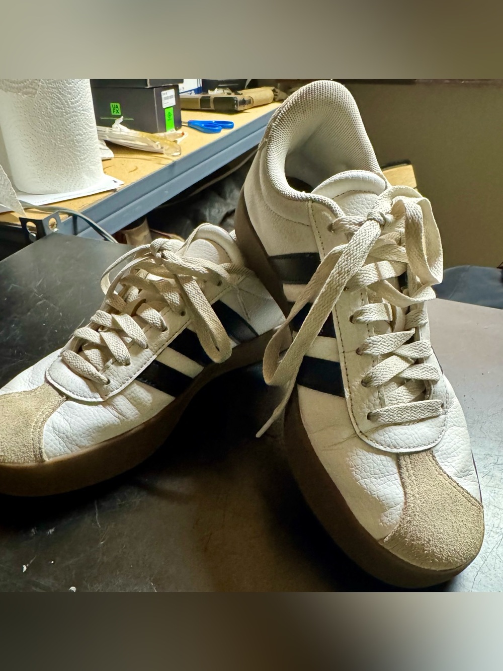 Adidas  White and Black Low-Top Sneakers Size 7.5\